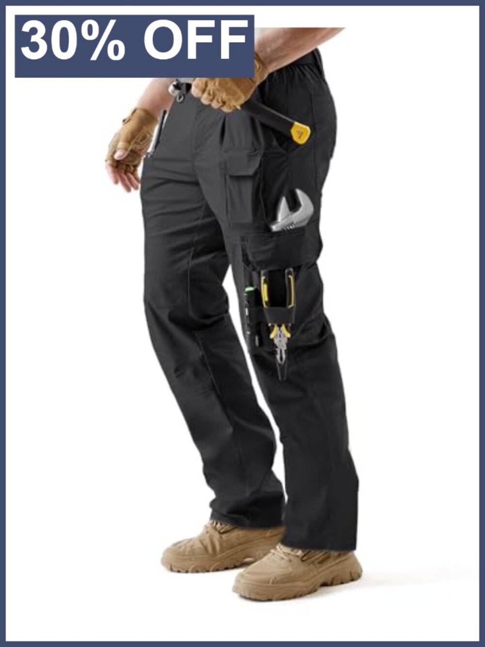 Mens Stretch Tactical Work Pants 15 Pockets Ripstop Cargo